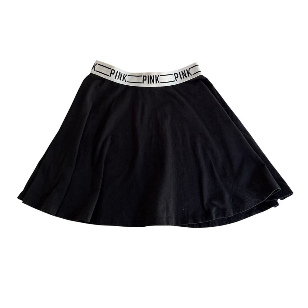 PINK Victoria's Secret Black Logo Elastic Waist Mini Skirt Sz XS